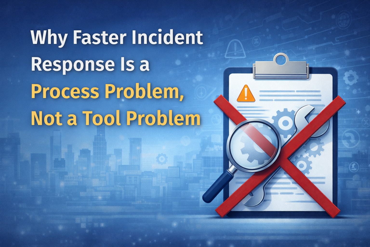 Graphic showing that faster incident response is driven by clear processes rather than tools, helping reduce MTTR in IT operations