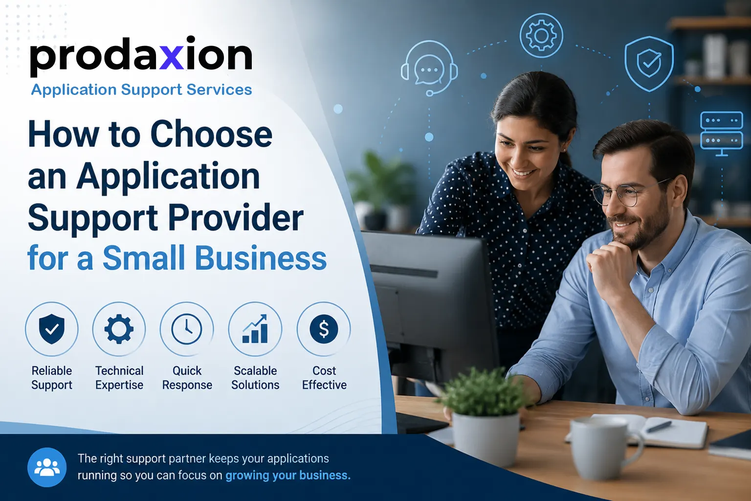 Small business owner choosing an application support provider